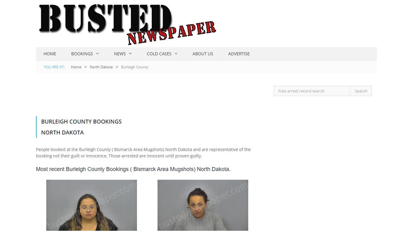 Burleigh County, ND ( Bismarck Area ND ) Mugshots - BUSTED NEWSPAPER